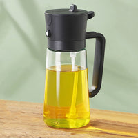 470ml 2-in-1 Oil Sprayer Bottle for Cooking Glass Oil Dispenser Bottle for Kitchen Black
