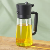 470ml 2-in-1 Oil Sprayer Bottle for Cooking Glass Oil Dispenser Bottle for Kitchen Black