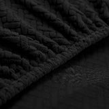 Elastic T-Shaped Jacquard Sofa Slipcover Full Cover for 1-4 Seater Black