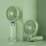 Portable Handheld Fan with LED Display 5-Speed Cooling Hand Fan Foldable for Outdoor Travel Camping Green