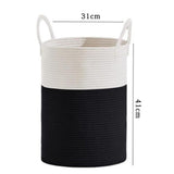Large Woven Laundry Basket Hamper Rope Storage Bin for Blankets Toys and Clothes Black & White