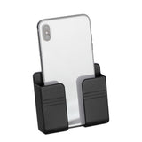 2 Pack Wall Mount Phone Holder No-Drill Phone Space-Saving Stand with Adhesive Backing for Home Dorm Apartment RV Black
