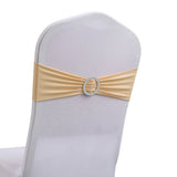 30PCS Elastic Chair Sashes Bows with Buckle Spandex Chair Bands for Weddings Parties Meetings Champagne