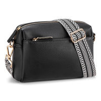 Crossbody Purse for Women Zipper Cell Phone Handbag with Adjustable Guitar Strap Black