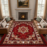 Vintage Persian Style Carpet Soft Area Rug Floor Mat for Bedroom Kitchen Entryway Living Room Red