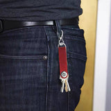Leather Smart Key Holder Folding Key Organizer Clip Keychain Red