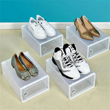 2 Pcs Shoe Storage Boxes Organizers Clear Plastic Stackable for Entryway Closet White