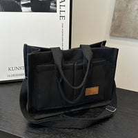 Large Canvas Tote Bag for Women Multi-Pocket Crossbody Bag Work Bible Messenger Purse Black