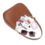 Shoulder Bag with Chain and Strap Design – Underarm Purse Handbag for Women Brown