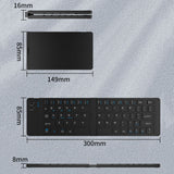 Wireless Keyboard Mouse Set Foldable Tri-Mode Bluetooth 2.4G Black