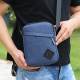 Men's Oxford Crossbody Shoulder Bag – Adjustable Strap Multi-Pocket Messenger Bag Blue