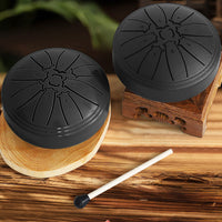 4 Inch Tongue Drum 8-Note Handpan Drum with Drumsticks and Music Book for Early Musical Education Zen Meditation Black