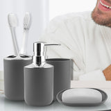 6PCS Bathroom Accessories Set Soap Dispenser Toothbrush Holder Gray