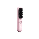 Portable Hair Straightening Brush with LED Display  3-Temperature Adjustable USB Rechargeable Styling Brush Pink