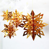3D Paper Snowflake Hanging Decor Christmas Tree & Party Ornaments Mirror Gold