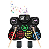Electronic Drum Set Adjustable 9-Drum Practice Pad with Headphone Jack Drum Pedals and Sticks