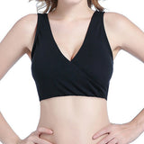 Women's Cross Front Wireless Bra Seamless Lounge with Removable Pads Black
