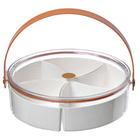Divided Serving Tray with Lid Portable Snack Platters Charcuterie Container for Parties Picnic White