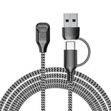 2 in 1 Charger Cable Compatible With Garmin Fenix Venu Forerunner USB A and C Ports