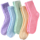 5 Pairs Womens Fuzzy Socks Cozy Fluffy Winter Warm Slipper Soft Home Sleeping Socks