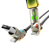 240W 4 in 1 Charging Cable For Apple Android Lightning Cable USB Type-C Gray