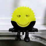 2PCS Creative Smiley Face Sponge Holder for Kitchen Sink Black