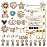 55Pcs Sock Charms Pearl Rhinestone Pin Brooch Decoration for Socks Clothing