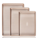 3 PCS Nonstick Carbon Steel Baking Pan Set in Champagne Gold