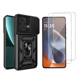 Case and Tempered Glass Screen Protector Set Compatible With Moto G86 Power Black