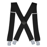 Adjustable X Back Suspenders Men's Elastic with 4 Metal Clips 120cm Black