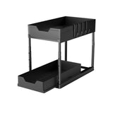 2-Tier Double Sliding Under Sink Organizers Bathroom Cabinet Shelf Organizer Storage Rack Black