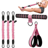 Pedal Resistance Band with Handle Adjustable Tube Foot Pedal Device  for Full Body Training Pink