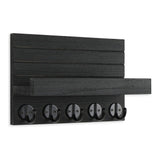Rustic Wall Mounted Mail and Key Holder Organizer with Hooks for Entryway Black