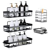 5Pcs Adhesive Shower Caddy Bathroom Wall Organizer Rack Black