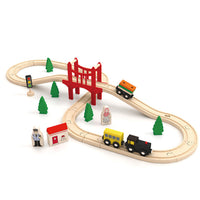 Wooden Train Set with Tracks – Expandable and Changeable for Girls and Boys 6 Years Old Style 1