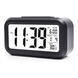 Digital Alarm Clock Battery Operated Desk Smart Clock with Night Light/Indoor Temperature Black