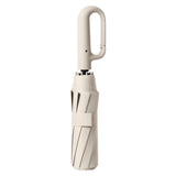 Automatic 10-Rib Folding Umbrella with Carabiner Handle Windproof Beige