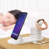 4-in-1 Charger Dock Wireless Charging Station for Apple Android QI Devices White