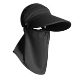 2PCS 3 in 1 Ponytail Sun Hat with Detachable Face Cover and Chin Strap Black And Light Gray