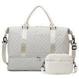 2Pcs Travel Bag Set Duffel Bag with Toiletry Bag White