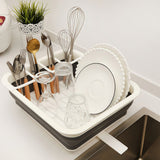 Collapsible Dish Drying Rack Portable Dinnerware Drainer Organizer for Kitchen