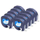 10 Pack 12 mm Label Tape Compatible with Dymo LetraTag 91330 Style 1