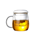 Glass Tea Cup with Infuser and Lid for Loose Leaf Tea Blooming Tea Small
