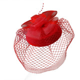 Birdcage Veil Bridal Headpiece Vintage Mesh Rose Hair Accessory Red