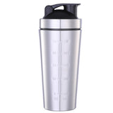 750ml Protein Shaker Bottle with Mixing Ball Stainless Steel Shake Cup Gym Workout Drink Mixer