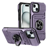 Wallet Card Slot Shockproof Protective Case Compatible With iPhone 17 and 18 Series Purple