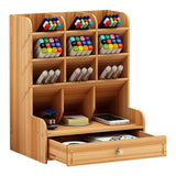Wood Desk Organizer with Drawers for Art & Stationery Style 1