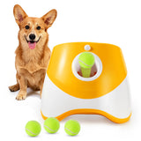 Automatic Fetch Ball Launcher Dog Toy with 3 Balls 3 Range Modes Orange