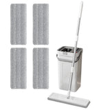Wet Dry Flat Floor Mop and Bucket Set with Dual Chamber Separation System and Self Cleaning Microfiber Mop