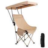 Folding Canopy Beach Camping Chairs for Camping Fishing Beach Khaki